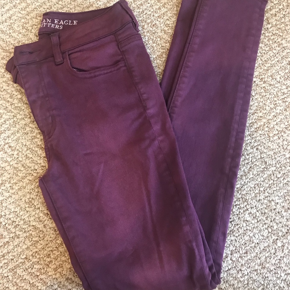 American Eagle maroon high rise jegging